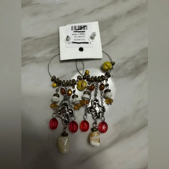 Free People Lola Beads loop earrings Boho style - Picture 3 of 3